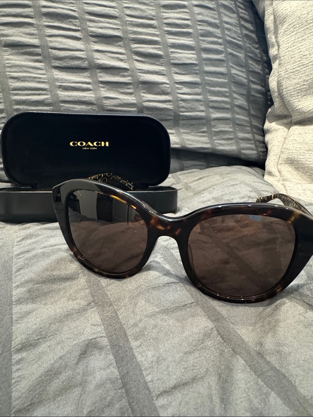 Coach Women's Tortoise Cat-Eye Sunglasses with Brown Lenses